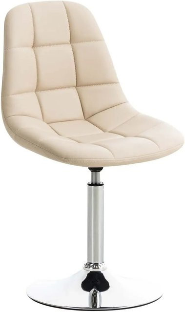 DELUKE Esszimmerstuhl OSKAR in Creme mit Kunstleder und Metallgestell in Chromoptik, H x B x T: 84 x 48 x 52 cm - Bild 1