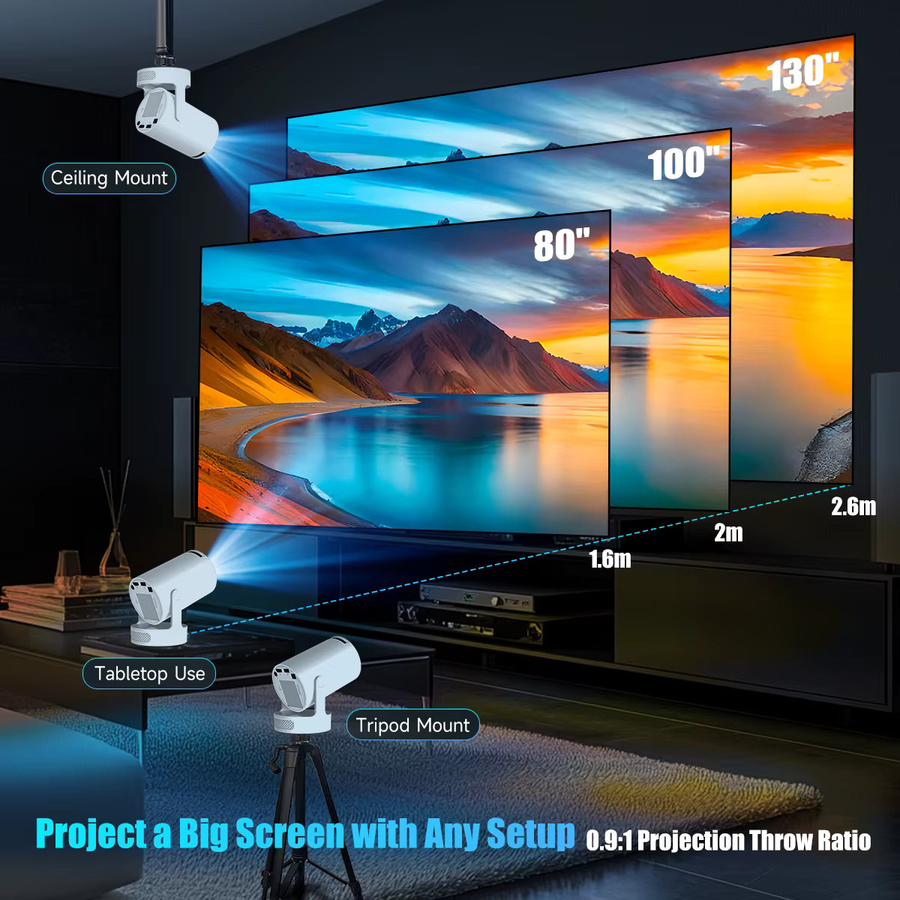 Magcubic HY300Pro+ Sprachgesteuerter Projektor mit 8K Unterstützung, Android 14, 8000 Lumen, WLAN6 und Bluetooth 5.4, Tragbarer Kino-Projektor für Outdoor mit Airmouse - Bild 2