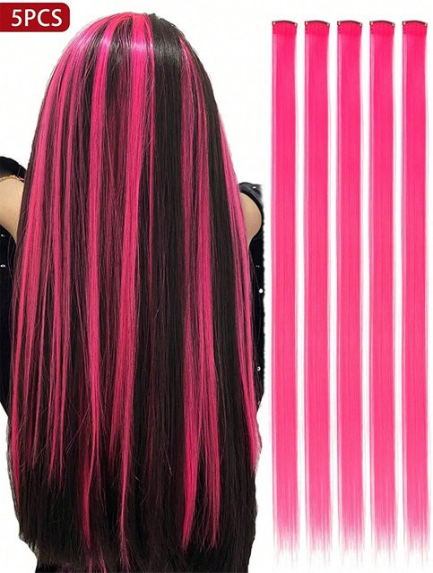 ISIGROSI Clip-in-Haarverlängerungen, synthetisch, rosa, 55,9 cm, Damen - Bild 1