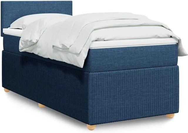 vidaXL Boxspringbett mit Matratze Blau, Hybridbett mit USB-Ladeanschluss und Unterbettbeleuchtung, B/T: 100 x 200 cm - Bild 1