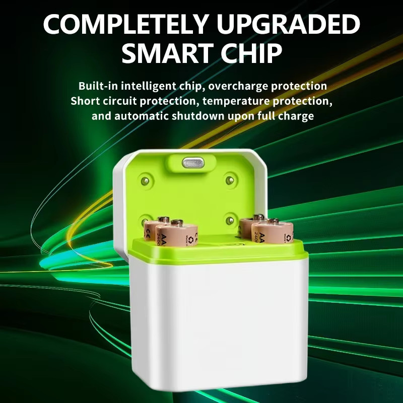 Kuugro Wiederaufladbare Batterien Set mit 4-Slot-Ladegerät in Weiß, AA 1,5V 3600mWh und AAA 1,5V 1300mWh - Bild 3