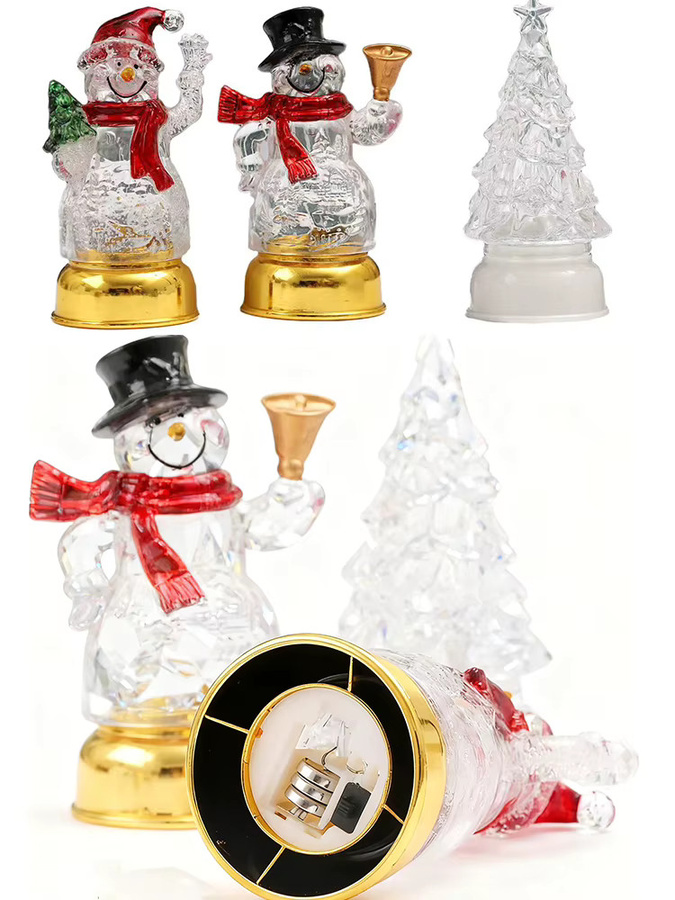 Niedliches Weihnachts-Schneemann-Nachtlicht als Tischdekoration in Multicolour mit Batteriebetrieb - Bild 5