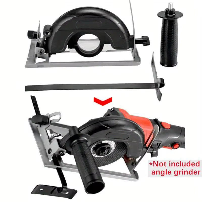 FNICEL Winkelschleifer Schneidemaschine mit Schlitzbasis und 45 Grad Schneidstrebe für 100–125 mm Winkelschleifer in Schwarz - Bild 3