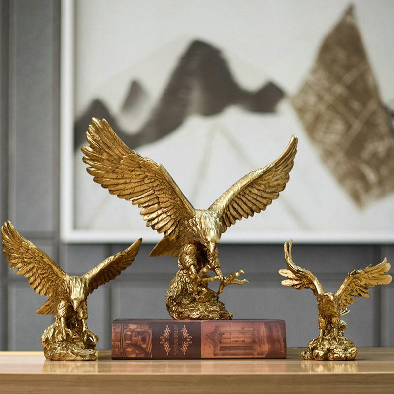 Yiran Furniture Goldene Adler Statue aus Harz als Deko-Ornament für dein Home Office oder Desktop - Bild 2