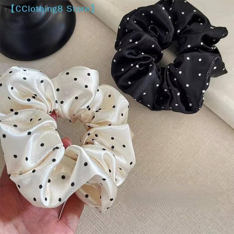 AliS8 Scrunchies, schwarz-weiß gepunktet, große Haarbänder für Damen - Bild 2