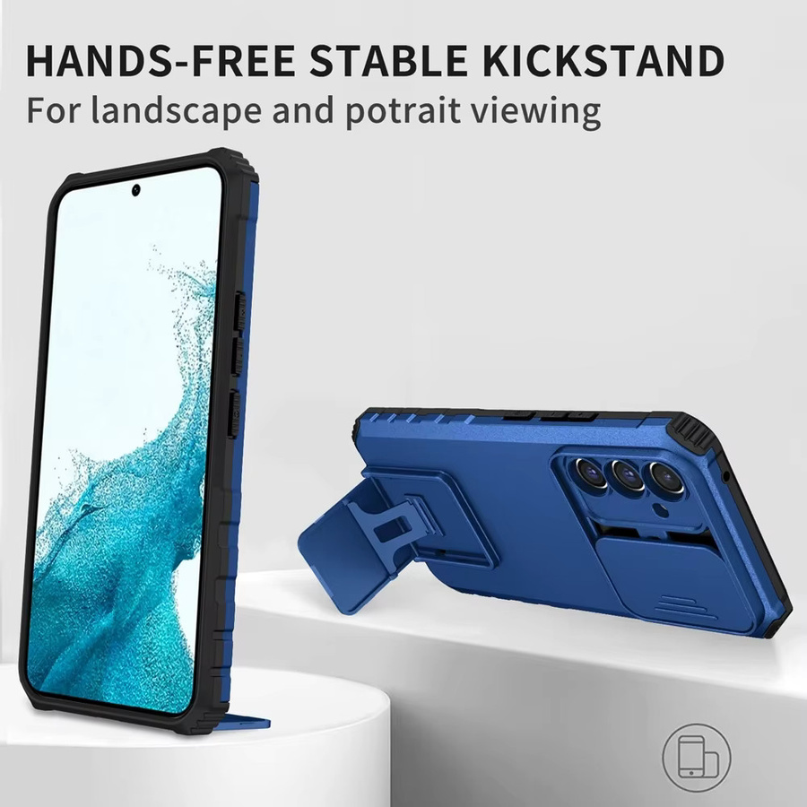Stoßfeste Ständerhalterhülle mit Slide Lens Protection für Samsung Galaxy A16 A06 A55 A35 A25 A15 A05S in Schwarz - Bild 4