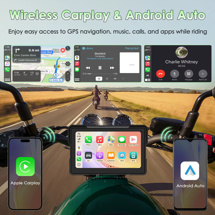 JMCQ 7 Zoll Motorrad CarPlay Bildschirm mit GPS und Dual Bluetooth für BMW R1200GS ADV, R1250GS ADV und S1000XR in Schwarz - Bild 3