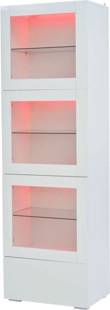 okwish Vitrine in Weiß mit Glastüren, LED-Beleuchtung und Glasböden für dein Wohnzimmer, B: 60 cm, T: 40 cm, H: 173 cm - Bild 1