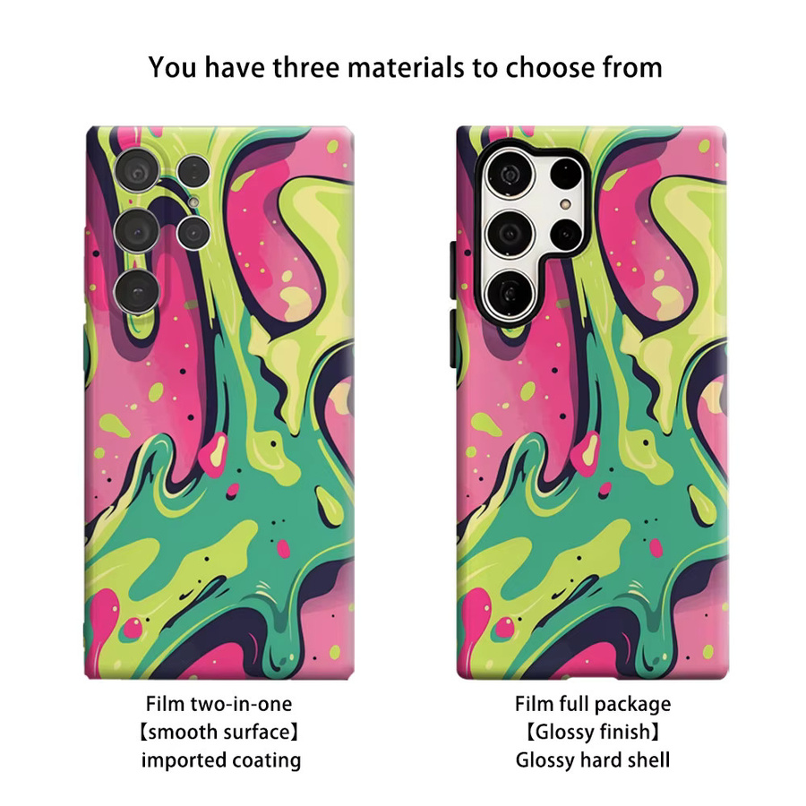 Neon Pink Slime Swirls Handyhülle für Samsung Galaxy S25 Ultra, S24 und S23 Ultra Plus mit glänzender doppellagiger Rückseite in Pink und Multicolour - Bild 2