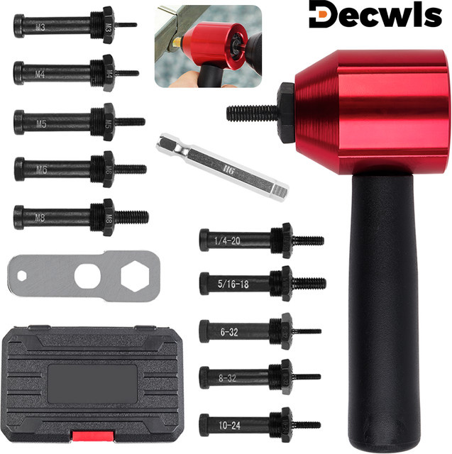 Industrielle Nietmaschine mit Konverter für metrische M3 M4 M5 M6 M8 und Zoll-Gewinde 6-32 8-32 10-24 1/4-20 5/16-18 inklusive Pleuel - Bild 1