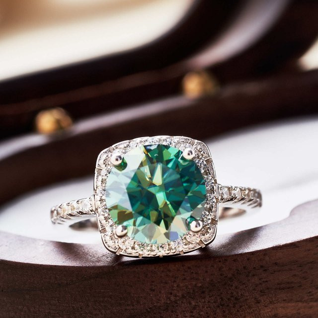 BIJOX STORY Ring, 3-Moissanit, Grüner Diamant, Silber, Damen - Bild 1