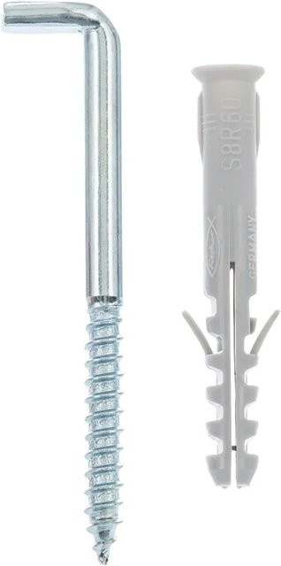 Fischer Langschaftdübel S 8 RW K mit Winkelhaken aus Edelstahl in Silber (2 Stück) - Bild 1