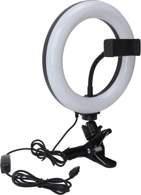 Fishine Selfie Ringlicht Clip-On LED Fülllicht mit einstellbarer Farbe und Helligkeit in Weiß und Schwarz - Bild 1