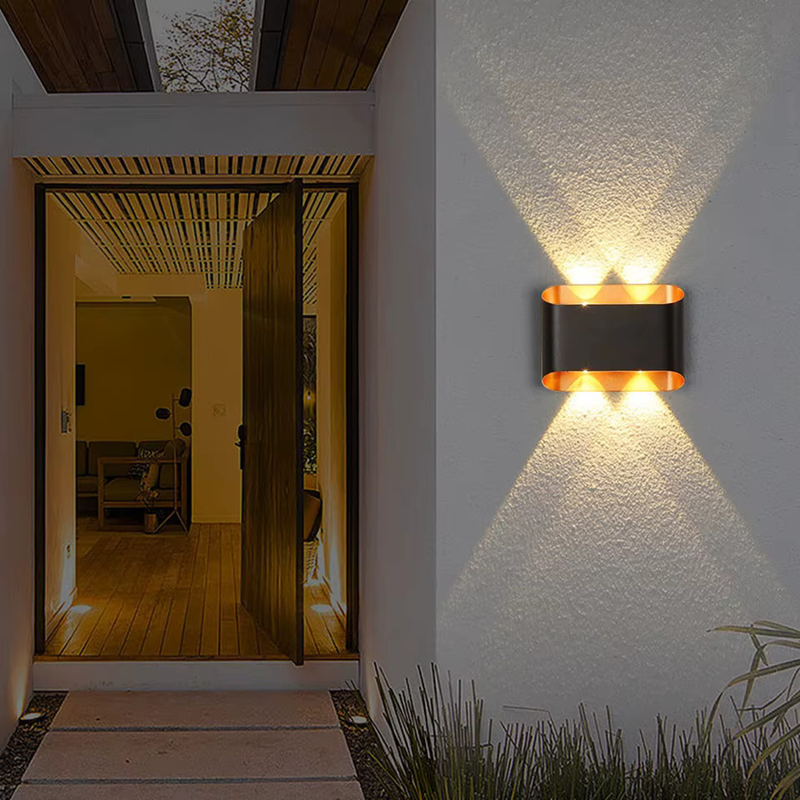 Moderne LED-Wandleuchte aus Aluminium in Schwarz mit Up-Down-Lichteffekt, IP55 wasserdicht, warmweißes Licht für Garten, Flur, Wohnzimmer und Schlafzimmer - Bild 3