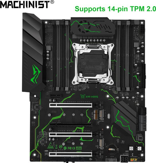 MACHINIST X99 MR9S ATX Motherboard LGA 2011-3 in Schwarz mit Unterstützung für Intel Xeon E5 V3/V4 CPUs, DDR4 RAM, NVME M.2 und USB-C - Bild 1