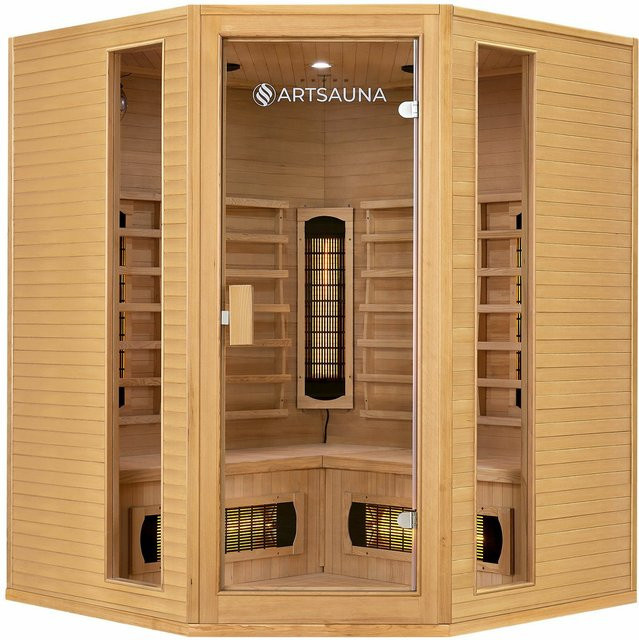Artsauna Eck Infrarotkabine Nyborg E150V Vollspektrum mit Ambiente Beleuchtung aus Hemlockholz in Braun B/T/H: 150 x 150 x 190 cm - Bild 1