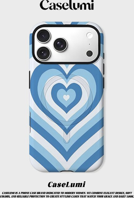 CaseLumi Matte Bumper Schutzhülle mit MagSafe Kompatibilität und Herz-Design für iPhone 17 16 15 14 13 Pro Max in Blau - Bild 1