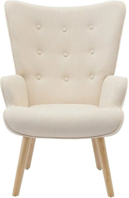Vente-unique Sessel mit gerader Rückenlehne in Beige mit Armlehnen und Stoffbezug, Höhe: 69 cm - Bild 1