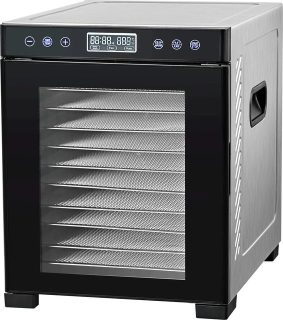 Balter Dörrautomat Edelstahl Silber mit 10 Etagen, 700 W Dehydrator mit LED-Display und Temperaturregelung, BPA-frei - Bild 1