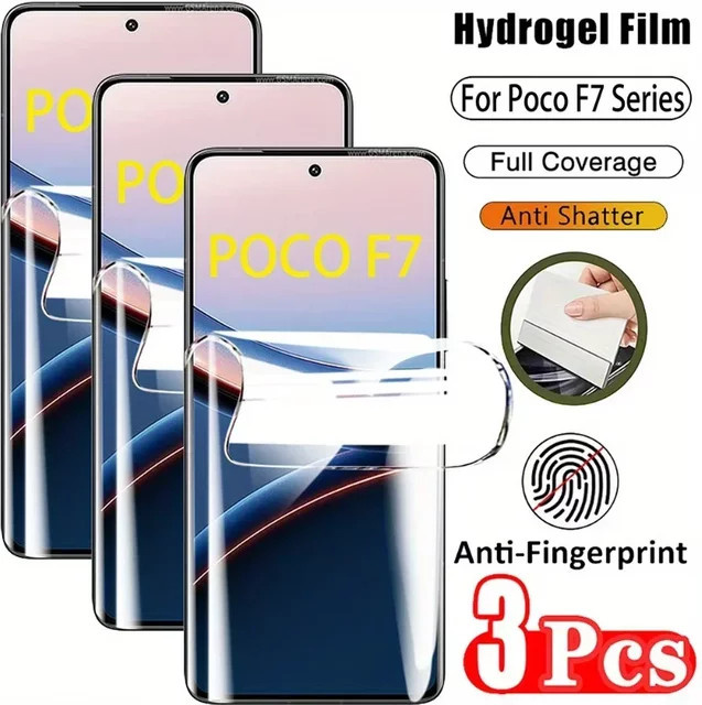 3er-Set Hydrogel-Displayschutzfolien für Xiaomi Poco F7 Ultra F7 Pro 5G, F6, F5 Pro, F4, F3 GT, transparent - Bild 1
