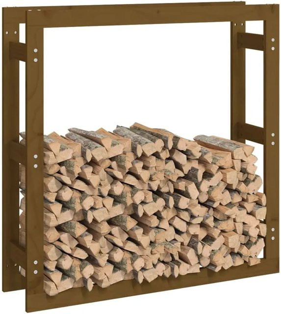 vidaXL Kaminholzregal aus Kiefernholz in Honigbraun, rustikales Holzregal B/T/H: 100 x 25 x 100 cm - Bild 1
