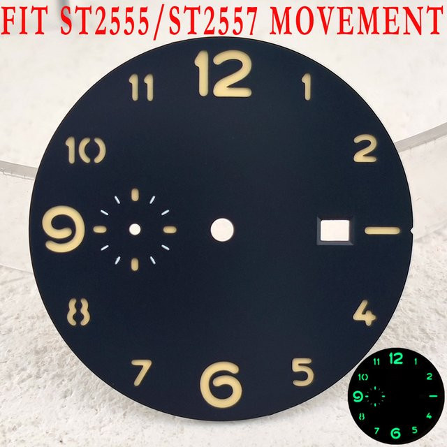 OUMASHI Uhrenzifferblatt, 36 mm, doppelstöckiges Sandwich-Zifferblatt, schwarz, grün leuchtend, Unisex - Bild 1