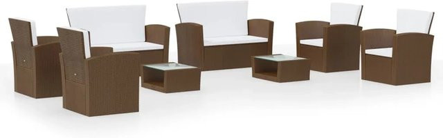 vidaXL 8-tlg Garten-Lounge-Set aus Poly Rattan mit Auflagen in Braun Modell 25 - Bild 1