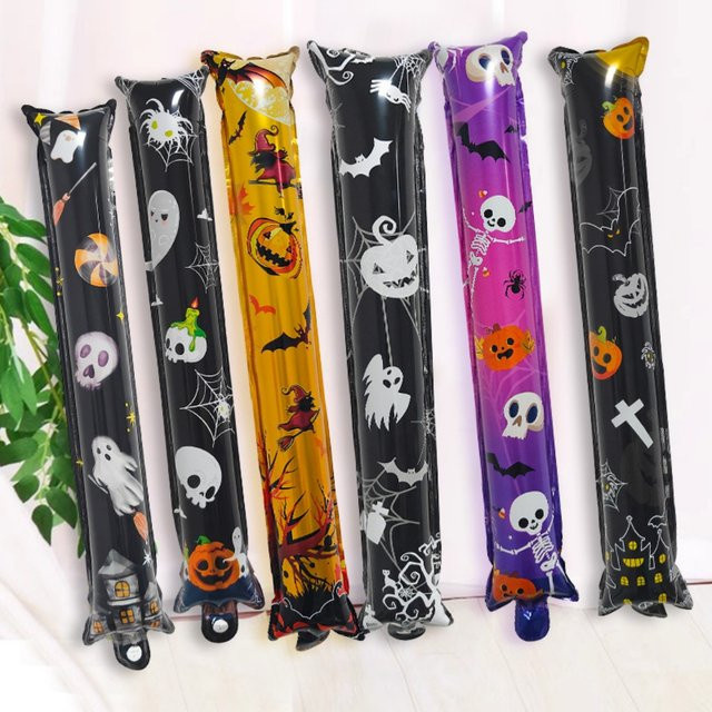KUKUZHU Halloween Folienballon Set mit Sticks, 6er Pack, mehrfarbig, Motive: Kürbis, Katze und Ghost, 63,5 cm - Bild 1