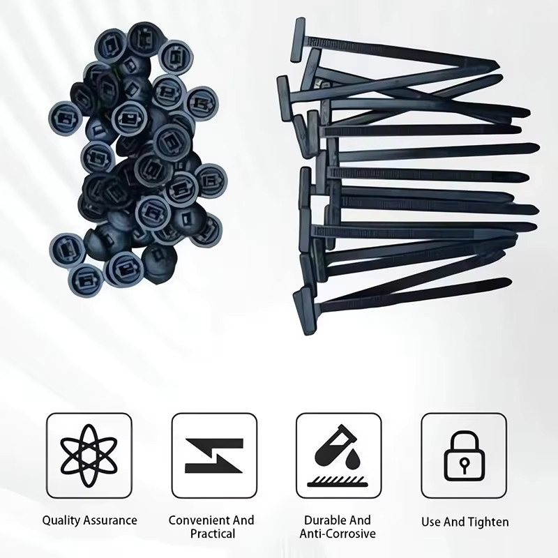 Robuste Nylon-Kabelbinder-Schnallen mit Stiftknopf-Design in Schwarz für die Autoreparatur - Bild 2