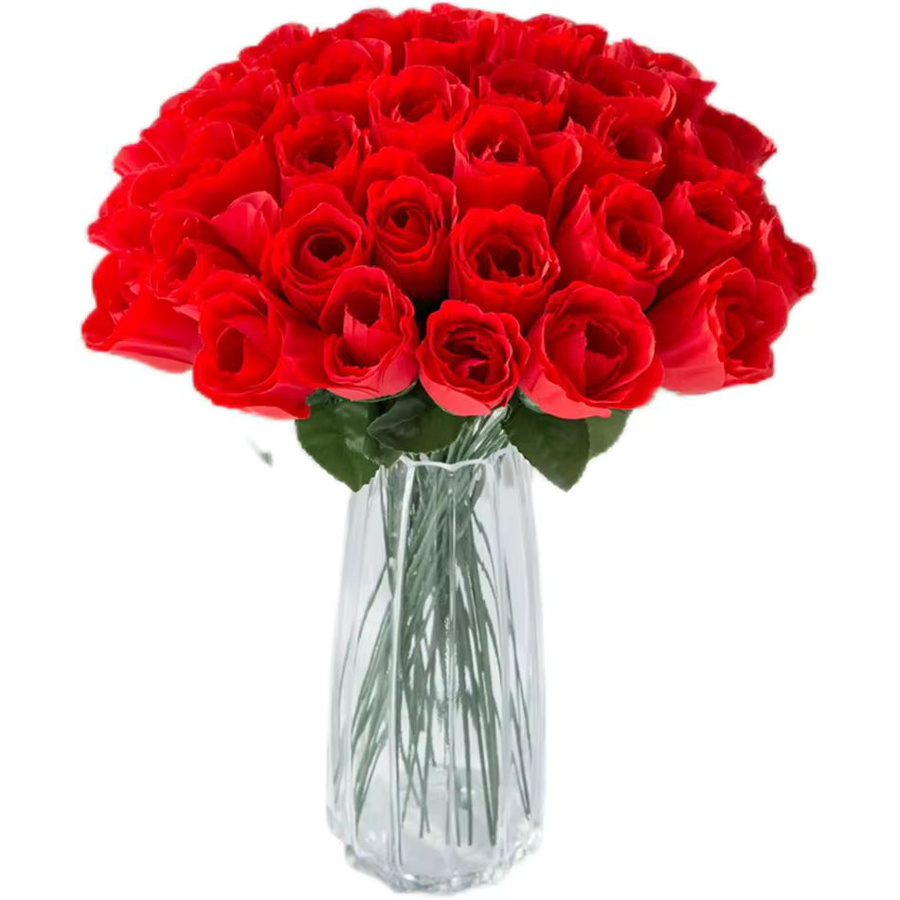XIAOYINMO Künstliche rote Seidenrosen als Blumenstrauß für Tischdekoration, Hochzeit und Valentinstag - Bild 3