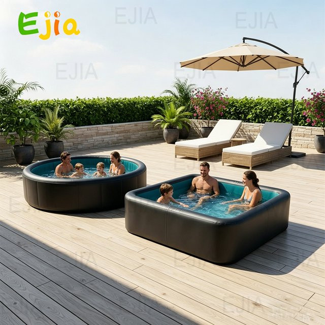 Ejia Aufblasbarer Outdoor-Pool aus PVC in Schwarz, rechteckiger Drop-Stitch-Pool für den Garten, B/T/H: 120 x 20 x 20 cm - Bild 1