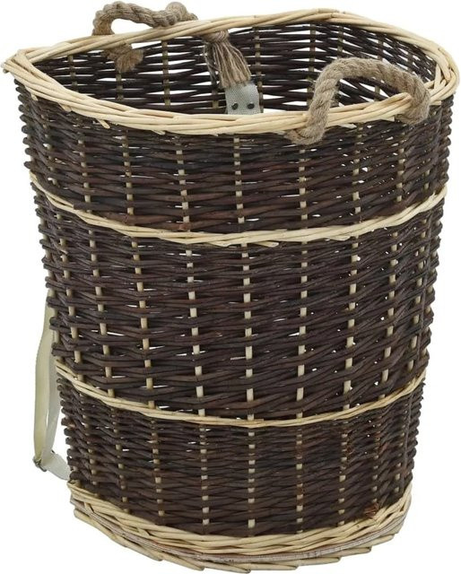 vidaXL Holzkorb aus Rattan in Braun mit Trageriemen, B/T/H: 44,5 x 37 x 50 cm - Bild 1