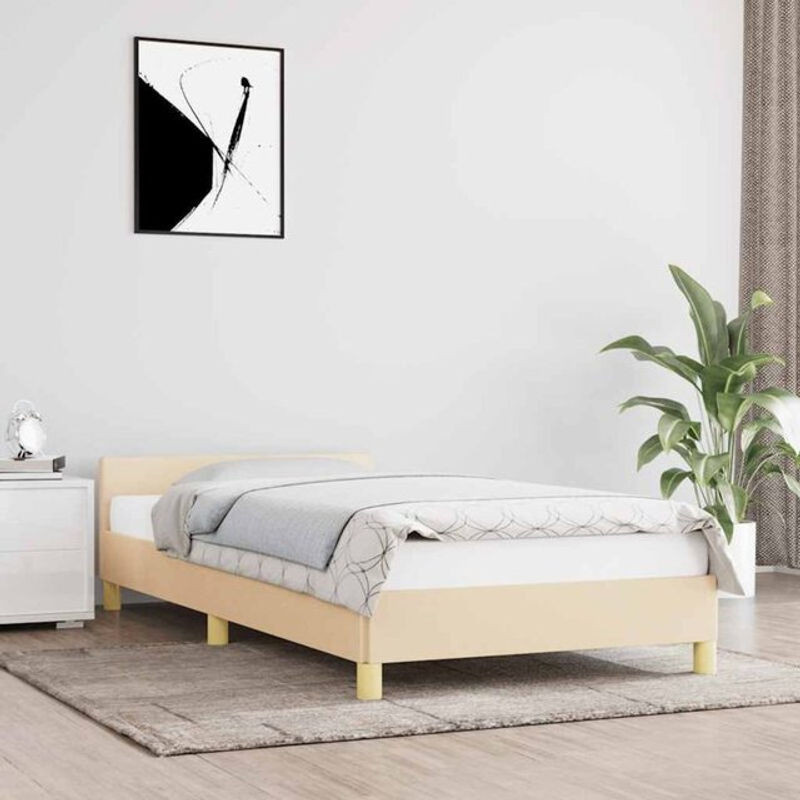 vidaxl Polsterbett mit Kopfteil aus Stoff in Beige, B/T/H: 90 x 200 cm - Bild 1
