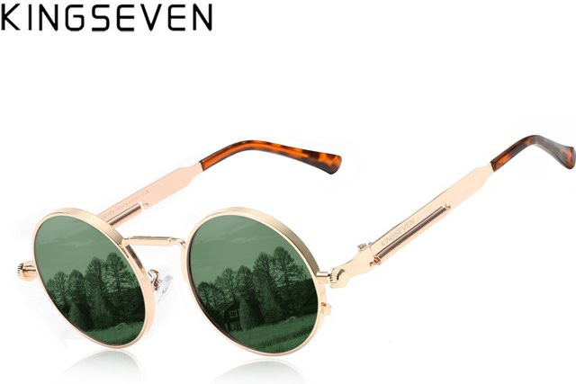 KINGSEVEN Sonnenbrille, rund, Vollrand, Metall, polarisiert, Unisex - Bild 1
