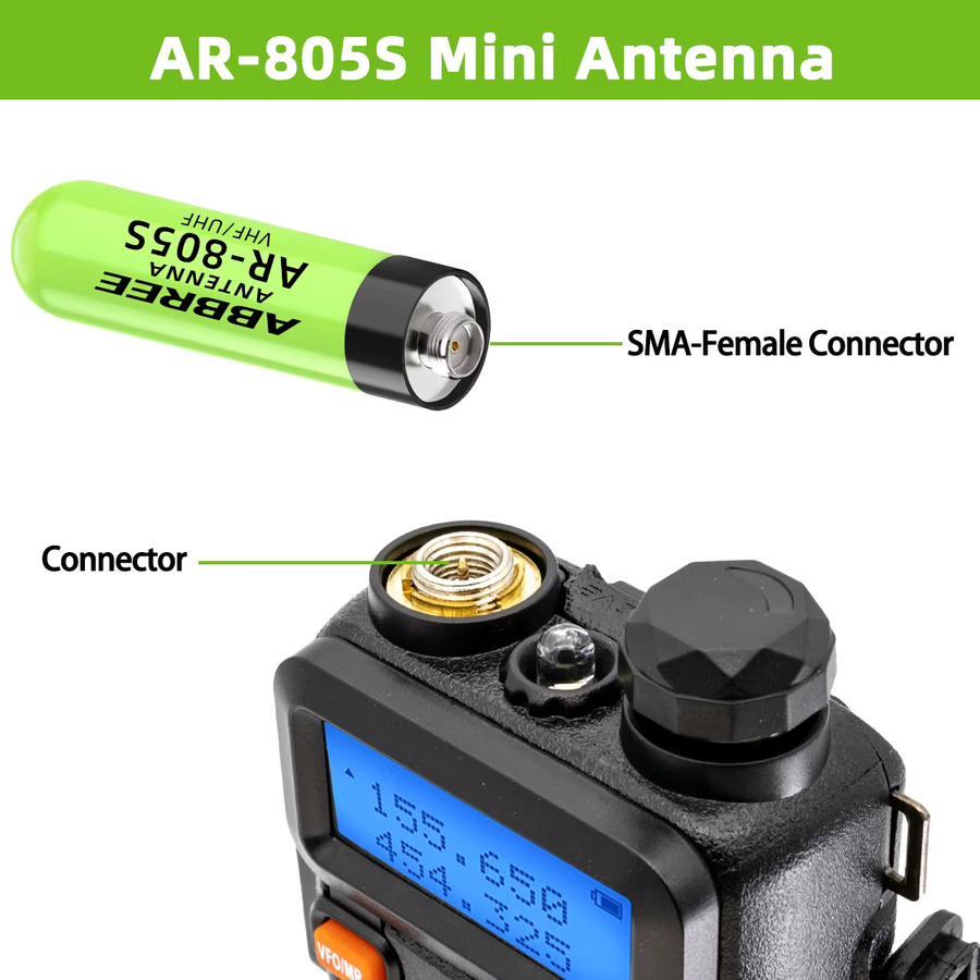 ABBREE AR-805S Mini-Antenne für Walkie-Talkies mit SMA-Buchse, UHF/VHF Dual-Band mit hoher Verstärkung, passend für Baofeng UV-5R und UV-21 PRO Amateurfunkgeräte, Farbe: Orange - Bild 4