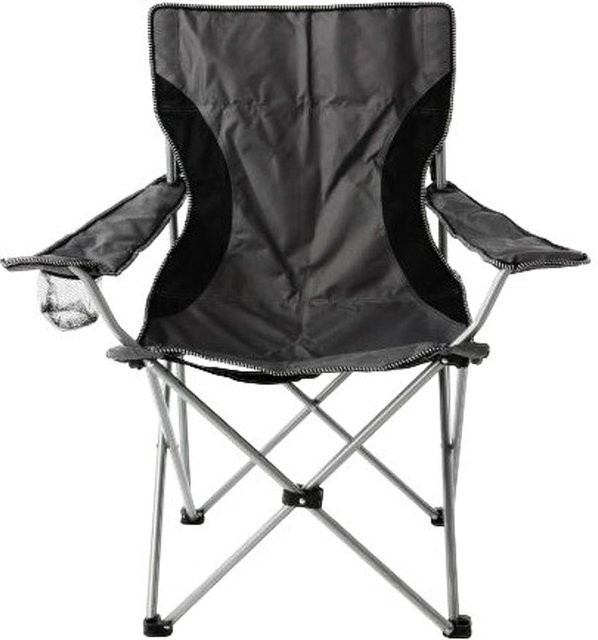 VCM Campingstuhl Grau Schwarz mit Armlehnen und Getränkehalter, B/T/H: 47 x 47 x 90 cm - Bild 1