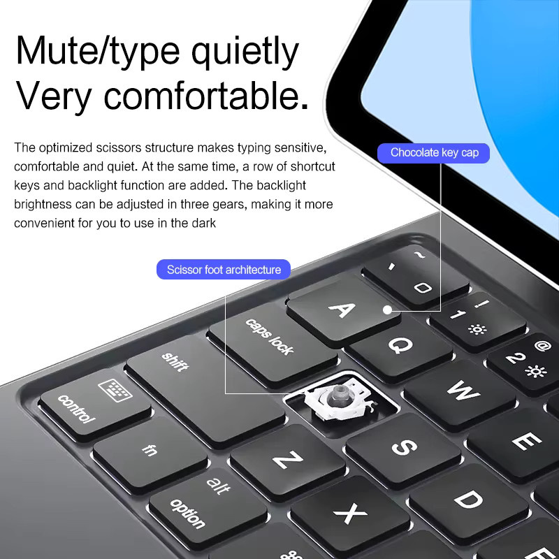 AJIUYU Magic Keyboard Hülle mit Hintergrundbeleuchtung für iPad 11. Generation 11 Zoll und iPad 10. Generation 10,9 Zoll, Smart Keyboard Folio mit Scissor-Tasten, Schwarz - Bild 2