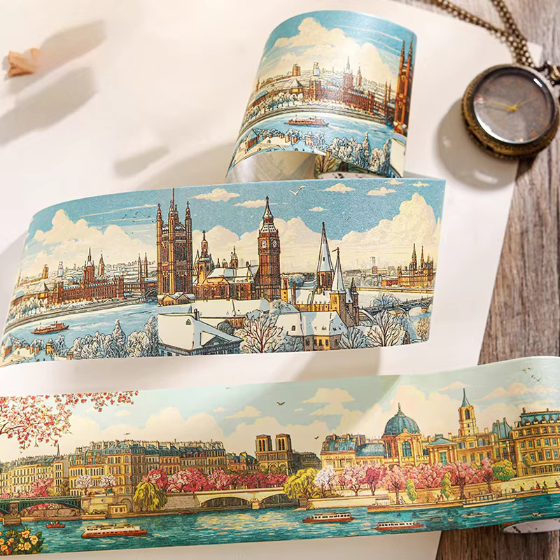Mr. Paper Washi Tape London Snow Scenery Architektur Cartoon-Klebeband Multicolor - Bild 4