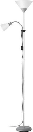 Brilliant Spari Deckenfluter mit Lesearm, Silber/Weiß, E27, 60W, verstellbar