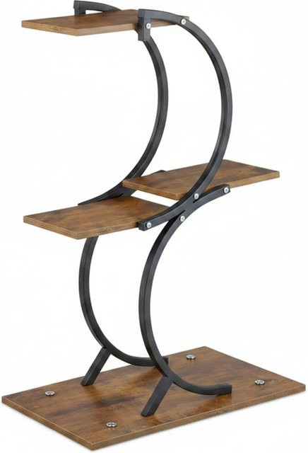 Relaxdays Pflanzenständer im Industrial-Design aus Eisen und MDF in Braun und Schwarz mit 4 Ablagen, Höhe: 76 cm, Breite: 48 cm, Tiefe: 30 cm - Bild 1