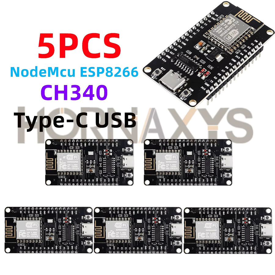 HORNAXYS ESP8266 NodeMCU LUA CH340 ESP-12E WiFi Internet Development Board mit 4M Flash und Typ-C USB, Schwarz - Bild 5