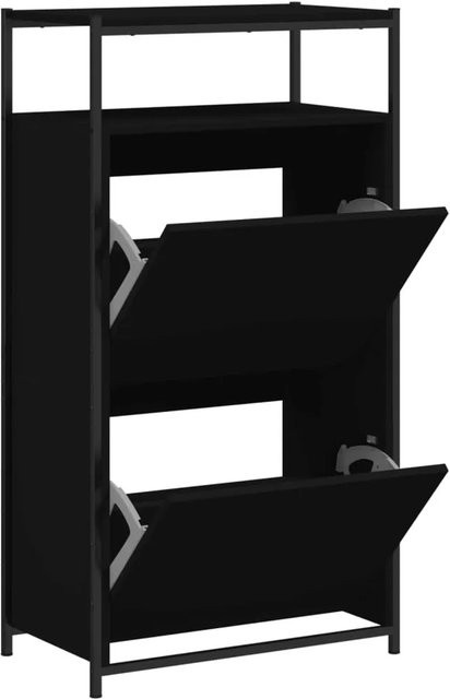 vidaXL Schuhschrank Schwarz aus Holzwerkstoff mit Klappen, B/T/H: 60 x 34 x 112 cm - Bild 1
