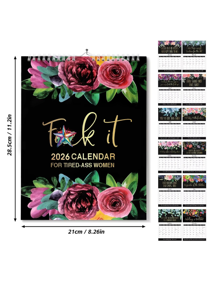 Schreibtisch-Wandkalender 2026 mit lustigen Humor-Slogans und Illustrationen, Mehrfarbig - Bild 6