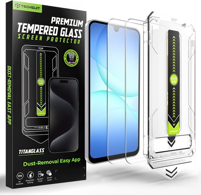 Techsuit TitanGlass CrystalHD Displayschutzfolie aus gehärtetem Glas für Samsung Galaxy A17 5G, A16 5G, A166 und A16 4G A165, transparent, 2er-Set - Bild 1