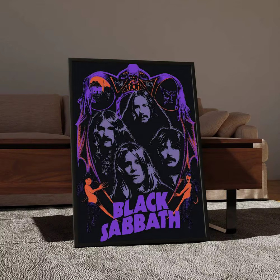 Vintage Poster Black Sabbath Singer Classic Wandkunst aus weißem Kraftpapier in Schwarz und Weiß - Bild 5