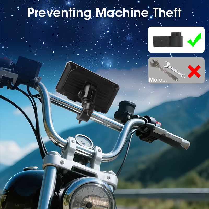Jansite 5 Zoll Motorrad-Navigationssystem mit TPMS, IPX7 wasserdichter drahtloser CarPlay und Android Auto Display-Monitor in Schwarz - Bild 6