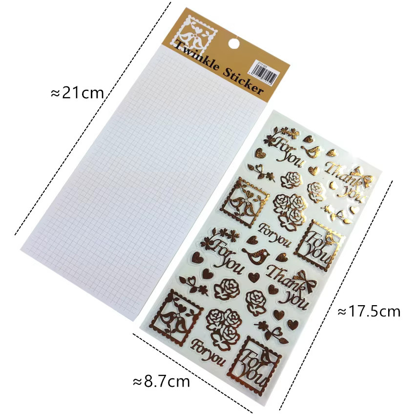Kawaii Aufkleber Set aus transparentem PET mit Goldvergoldung für DIY Dekoration und Telefonaufkleber - Bild 1