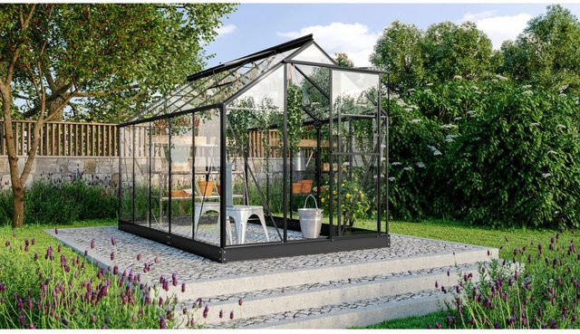 Vitavia Gewächshaus Triton 6200 Schwarz mit Fundament, Sicherheitsglas und Aluminiumrahmen für die Pflanzenzucht im Garten - Bild 1