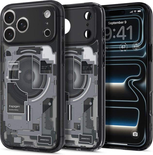 Spigen Ultra Hybrid Zero One MagSafe-Hülle für Apple iPhone 18 Pro und iPhone 17 Pro, Schwarz/Transparent - Bild 1