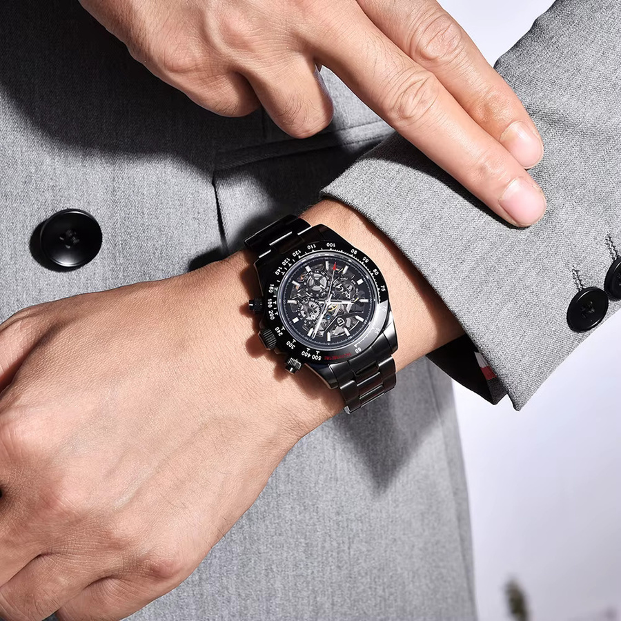 PAGANI DESIGN Armbanduhr Automatik, Edelstahl, Schwarz, Herren - Bild 5
